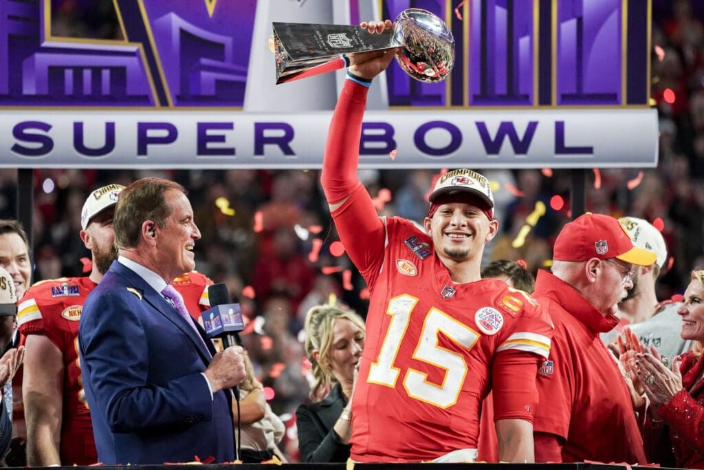 Super Bowl, Super Bowl LVIII, Jim Nantz, Patrick Mahomes, Andy Reid, #SuperBowl, #SuperBowlLVIII, CBS, CBS Sports, Kansas City Chiefs, #KSChiefs, #Chiefs