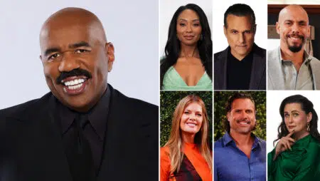 Steve Harvey, Celebrity Family Feud, Tanisha Harper, Maurice Benard, Bryton James, Michelle Stafford, Joshua Morrow, Rena Sofer