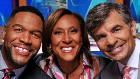 ‘Good Morning America’ Launching Yearlong Celebration Honoring Show’s 50th Anniversary & Upcoming 250th Anniversary Of The United States Of America Michael Strahan, Robin Roberts, George Stephanopoulos, Good Morning America